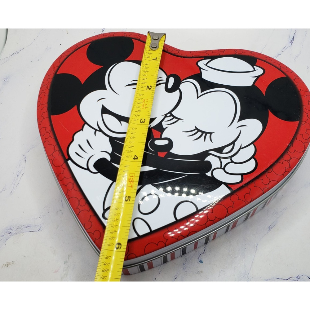 Disney Mickey & Minnie Mouse Valentine's Heart Shaped Collectible Tin Container - Picture 9 of 11